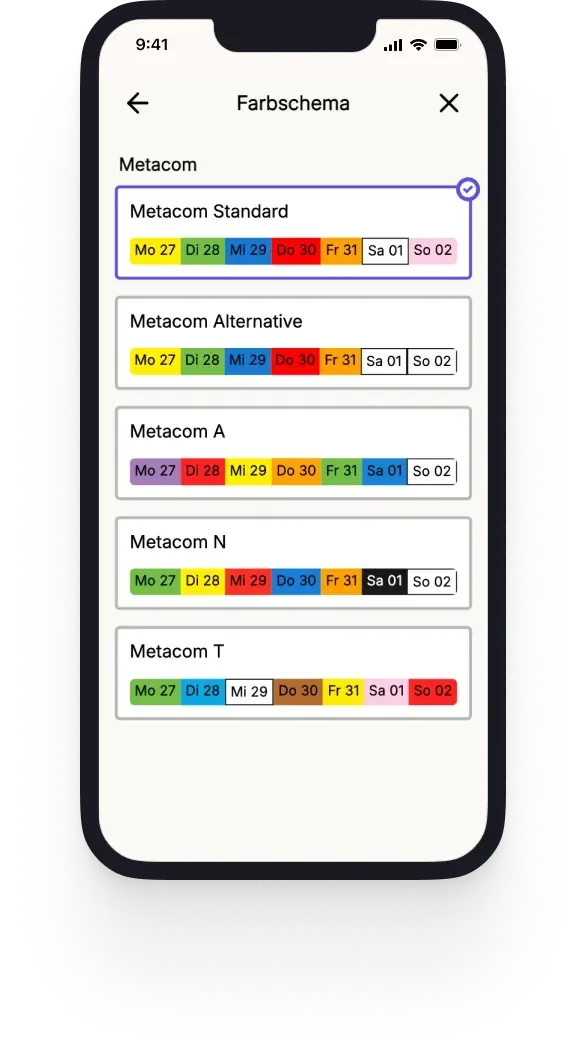 Independo Calendar settings for colours, time display and speech output.