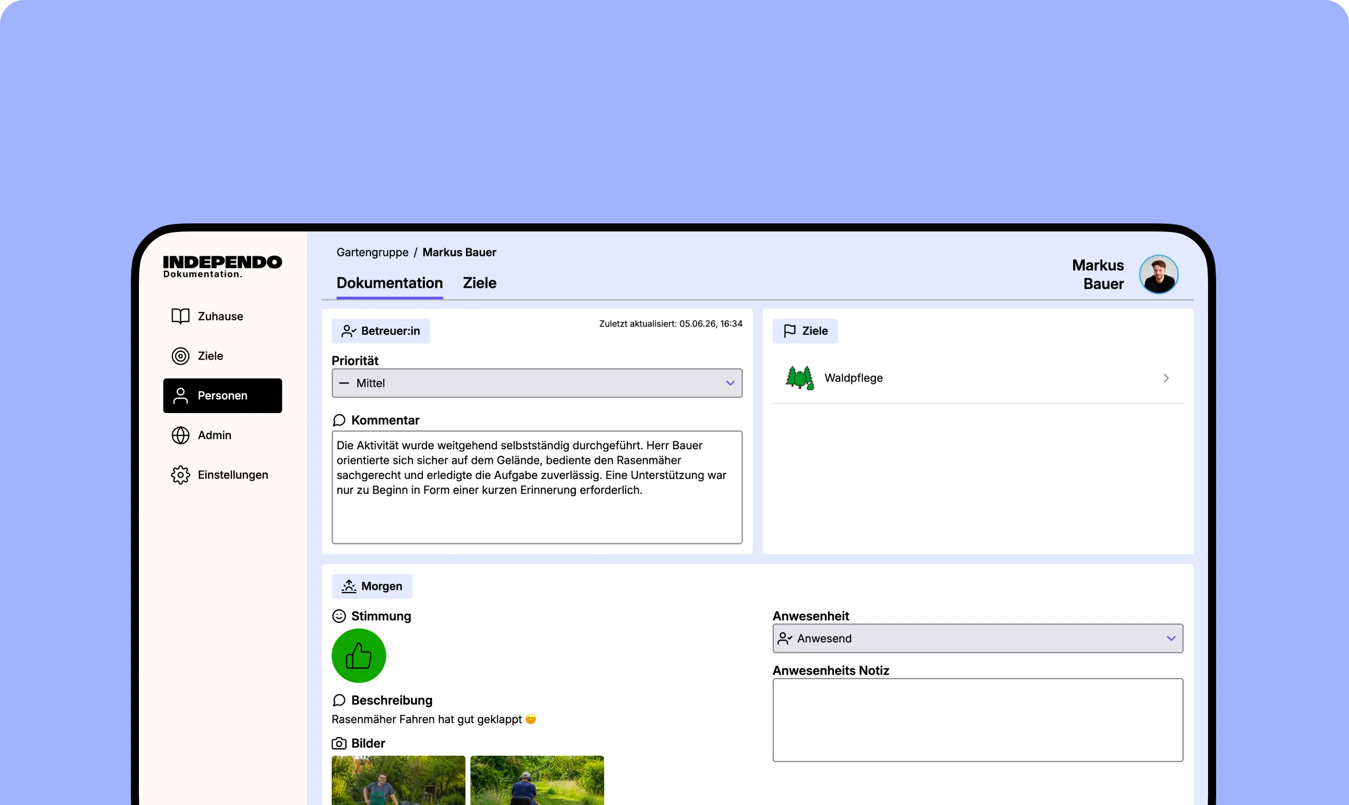 Zielbezogene Dokumentation im Independo Portal