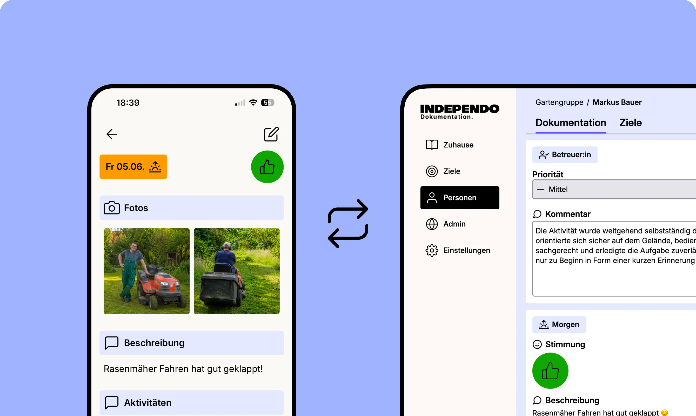 Fachkräfte prüfen Tagebuch-Einträge im Independo Portal
